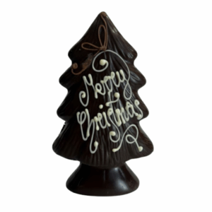 Alberello al cioccolato fondente con decorazione